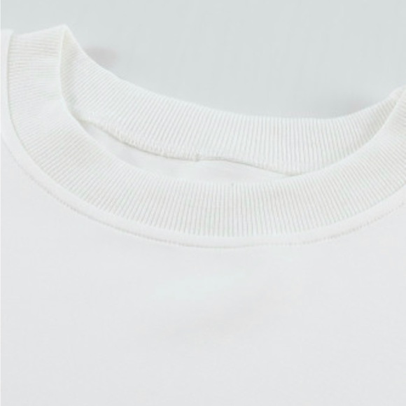 White Drop-shoulder Pullover Sweatshirt - Picture 8 of 14